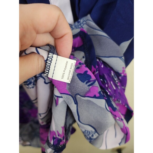 Jon & Anna Womens L Blue Floral Sleeveless Button Up Blouse - Picture 5 of 5